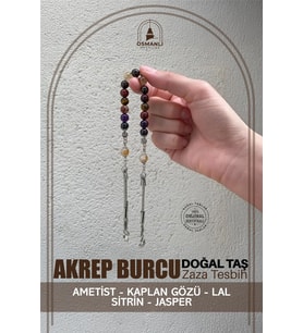 Akrep Burcu Zaza Tesbih Doğal Taş Ametist, Kaplan Gözü, Lal, Sitrin, Jasper