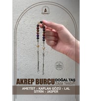 Akrep Burcu Zaza Tesbih Doğal Taş Ametist, Kaplan Gözü, Lal, Sitrin, Jasper