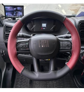 DİKİŞLİ DİREKSİYON KILIFI BORDO / SİYAH DERİ SİYAH DİKİŞLİ FİAT DUCATO FOTODAKİ DİREKSİYON İÇİN