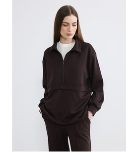 LCW Modest Kahverengi Dik Yaka Soft Touch Kadın Sweatshirt Tunik