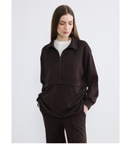 LCW Modest Kahverengi Dik Yaka Soft Touch Kadın Sweatshirt Tunik