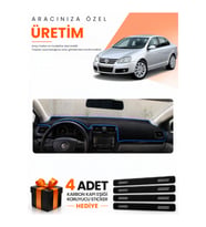 VOLKSWAGEN JETTA (2007-2011) Uyumlu Torpido Koruma Örtüsü Oto Kılıfı - Siyah Mavi