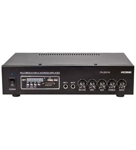 Rose FR-2001W 80 Watt Trafolu Mağaza Anfisi 2 Mikrofon Girişli Mp3, Bluetooth, SD Kart, Kumandalı