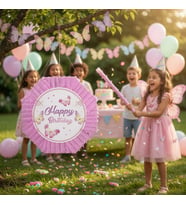 Kelebek Pinyata Pembe Sopalı Doğum Günü Parti Oyunu Şeker Doldurulabilir Set