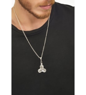 Erkek Antik Gümüş Kaplama Spiral Triskelion Kolye