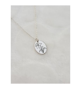 Doğum Çiçeği Kolye, Birth FLower Necklase (Mart - March) (Gümüş)