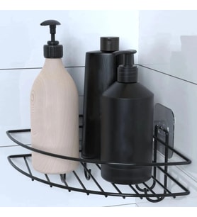 Durukar® Yapışkanlı Banyo Köşeliği Kancalı Köşe Rafı Duş Şampuanlık Duvar Düzenleyici Organizer Raf