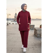 Çift Cepli Kapüşonlu İkili Takım 1668 - Bordo