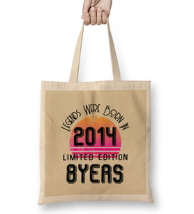 Born In 2014 Gift 2014 Birthday Gift - Made, Born in 2014 Gift - 8 Year Old Birthday Gift Vintage Style Bez Çanta Uzun Saplı