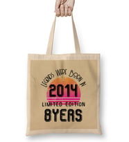 Born In 2014 Gift 2014 Birthday Gift - Made, Born in 2014 Gift - 8 Year Old Birthday Gift Vintage Style Bez Çanta Uzun Saplı
