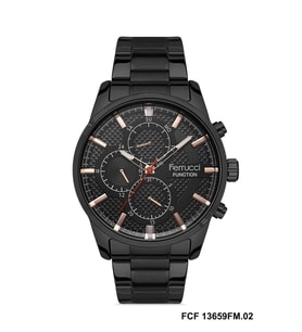Ferrucci Siyah Renk Çelik 46mm Kasa Çap Fonksiyonları Aktif Erkek Kol Saati