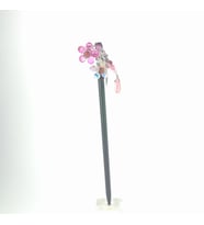 TEDZ COLLECTION Pembe Çiçekli Püsküllü Topuz Çubuğu