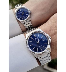 Casio CSISTE79 Kadranı Lacivert Kordonu Gümüş Renk Hediye Paketli Sevgili Çift Kol Saati