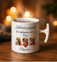 BK Gift Kişiye Özel Fotoğraflı Aşk Tasarımlı Hammer Kulplı Beyaz Kupa Bardak-2, Arkadaşa Hediye, Sevgiliye Hediye, Doğum Günü Hediyesi