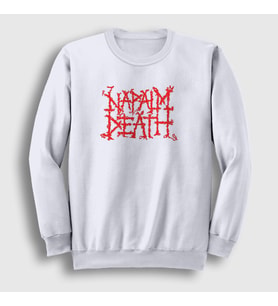 Presmono Unisex Beyaz Logo Napalm Death Sweatshirt 382572tt (Beyaz)