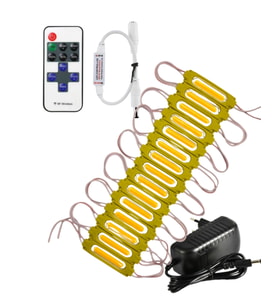 20 Adet 24 Volt 2 Watt Amber Cob Led Modül 12A Tek Renk RF Dimmer 2A Priz Tipi Adaptör Set