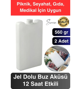 12 Saat Süreli 560 gr Jel Dolu Buz Aküsü Plastik Soğuk Zincir Gıda Yiyecek Uzun Süre Koruma 2 Adet