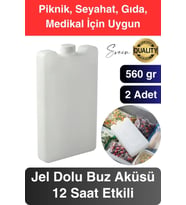 12 Saat Süreli 560 gr Jel Dolu Buz Aküsü Plastik Soğuk Zincir Gıda Yiyecek Uzun Süre Koruma 2 Adet