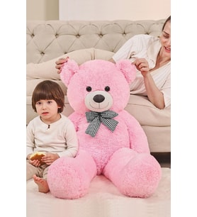 80 cm Papyonlu Peluş Ayıcık Hediyelik (Pembe)