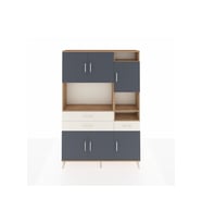 Arges Dolap 10 Raflı 3 Çekmeceli 6 Kapaklı 132x30x195 Çam-Antrasit/Aytaşı