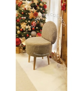Berjer,makyaj Pufu, Sırtlı Puf, Kahverengi Peluş. Bench,puf, Yüksek Ayaklı Puf