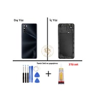 Oppo A91 Siyah Uyumlu Orta Kasa + Yapıştırıcı ve Vida Seti Full Kasa Kapak Gövde Housing
