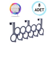 8 Adet Gri Gondol Kapı Arkası Askılık - Çok Amaçlı Kapı Arkası Askılığı