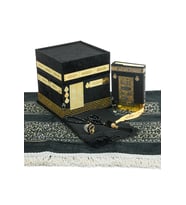 Hediyelik Kuran-ı Kerim, Eşarp, Tesbih ve Seccade Kabe Maketi Seti Siyah