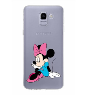 Samsung Galaxy J6 Kapak Minnie Mouse Tasarımlı Şeffaf Silikon Kılıf