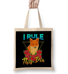Adorable I Rule This Den Cute Fox Awesome Fox Den Bez Çanta Uzun Saplı