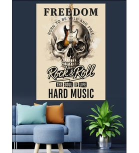 Özgürlük Rock'N Roll İskelet Dekoratif Kanvas - Mdf Ahşap Tablo