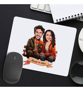 Sevgiliye Hediye Kişiye Özel Ciftlere Özel Bankta Aşkımız Karikatürlü Mousepad