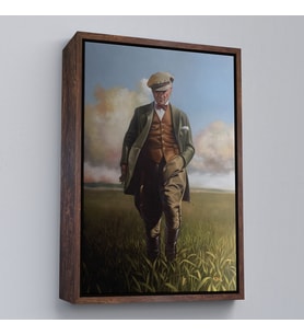 Çerçeveli Tarlada Yürüyen Mustafa Kemal Atatürk Duvar Tablosu (Siyah)