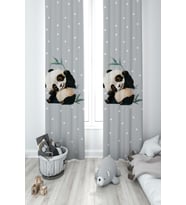 MEKTA HOME BEBEK VE ÇOCUK ODASI Sevimli Panda Desenli 2 Kanat Fon Perde
