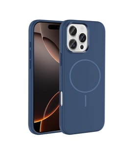 Apple iPhone 16 Pro Max Uyumlu Kılıf M-Safe Şarj Özellikli Metal Kamera Çerçeveli Zore Edi Silikon Kapak (Lacivert)