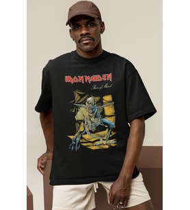 Tasarım Iron Maiden Rock Metal Müzik Grubu Baskılı Unisex Oversize Tişört