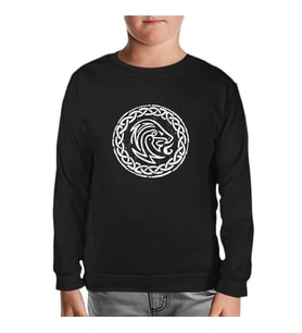 A Viking Sybol Knot Siyah Çocuk Sweatshirt