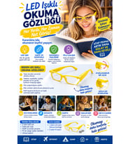 LED Işıklı Camsız Kitap Okuma Gözlüğü – Pratik Kitap Lambası, Gece Okuma Işığı, Okuma Gözlüğü