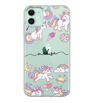 Apple Minik Unicornlar Tasarımlı Şeffaf Telefon Kılıfı