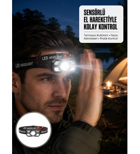 Lexroo Şarj Edilebilir LED Far Hareket Sensörlü 5 Modlu Outdoor Yeni Nesil