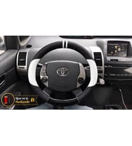 Toyota Prius XW20 Dikme Direksiyon Kılıfı Delikli Deri Parlak Siyah Beyaz Detay Çift Yüzük ve Dikiş 2003-2009