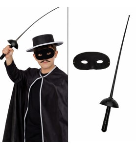 Zorro Kostüm Plastik Aksesuar Seti – Maske ve (67 cm)