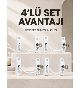 Çocuk Güvenliği İçin Pencere Kilidi Anahtarlı 4’lü Paket