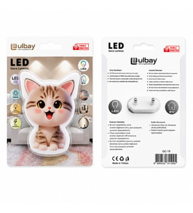 Kedi Figürlü LED Gece Lambası, 10 Adet, GC-19 - LUNAEV