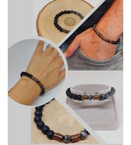 Hematit & Oniks Taşı 8mm Unisex Tasarım Bileklik Hawaii Model (52300)