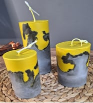 sarı-gri blok  beton mum set