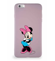 Apple iPhone 6S Plus Soft Premier Kapak Minnie Mouse-D Tasarımlı Silikon Kılıf - Pudra (Şeffaf)