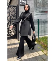 Zincir Detaylı Takım Siyah