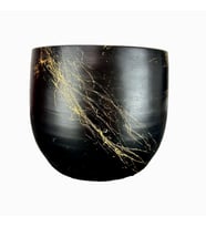Bitki Tasarımı  Siyah Üzeri Gold Mermer Efektli Toprak Saksı Saksılık Salon Çiçeklik - 19 CM