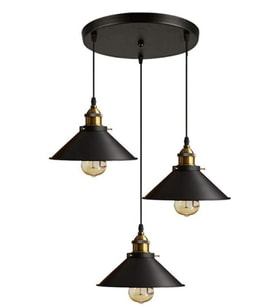 Rys Retro Metal Dekoratif 3 lü Dekoratif Rustik Sarkıt  Avize Çap:30 cm (Siyah)